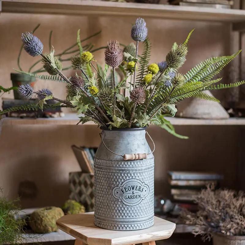 Faux Silk Artificial Thistle Flower Stem 26" Tall by RusticReach
