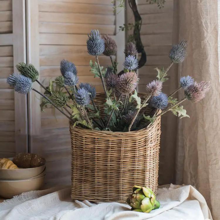 Faux Silk Artificial Thistle Flower Stem 26" Tall by RusticReach