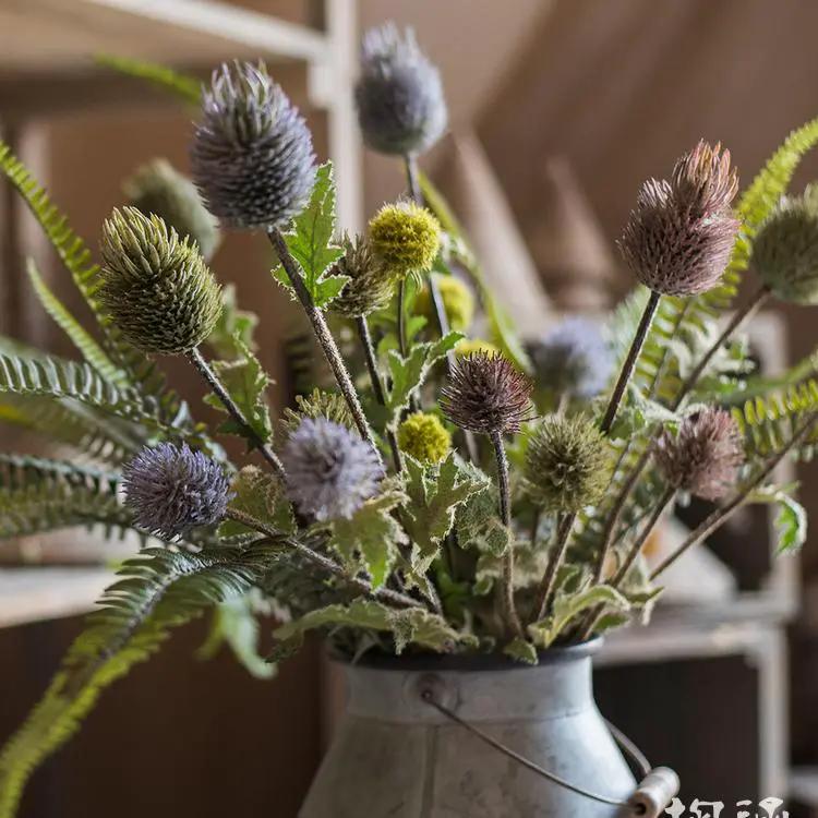 Faux Silk Artificial Thistle Flower Stem 26" Tall by RusticReach