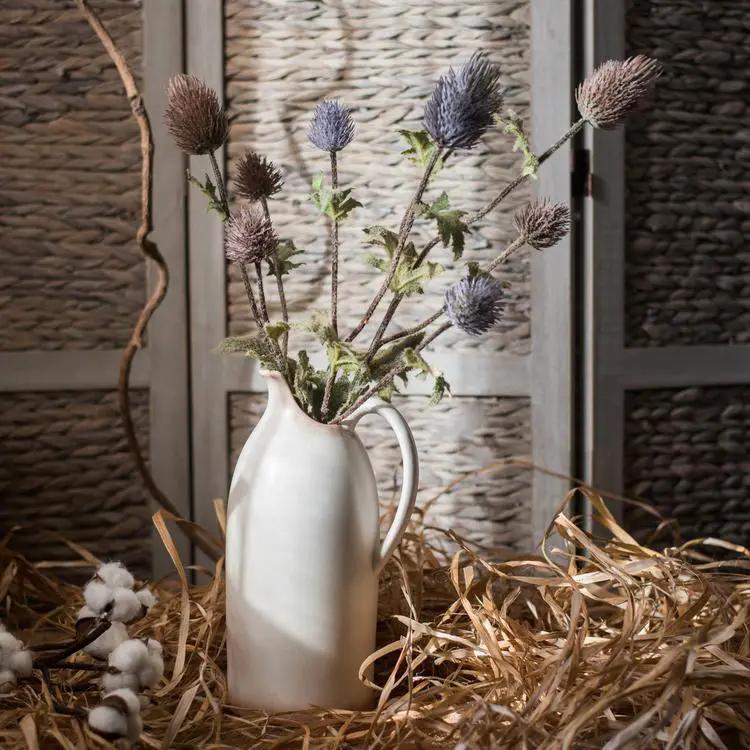 Faux Silk Artificial Thistle Flower Stem 26" Tall by RusticReach