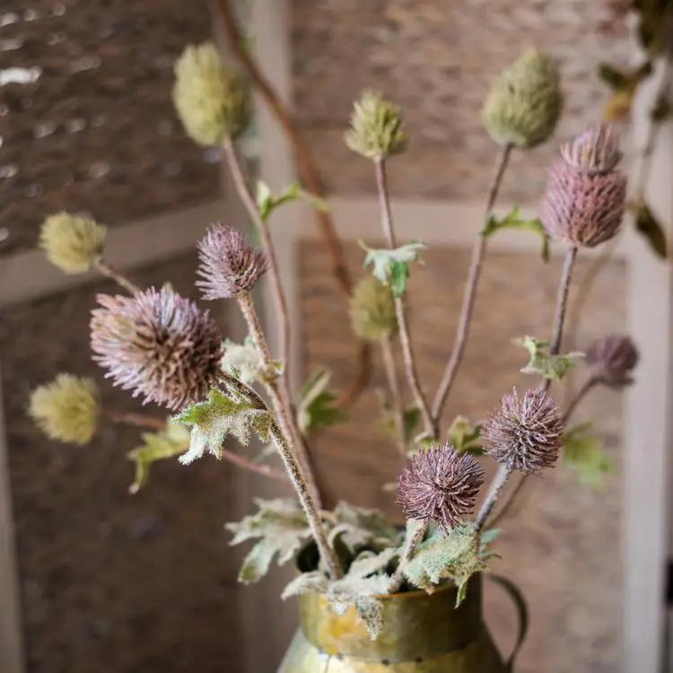 Faux Silk Artificial Thistle Flower Stem 26" Tall by RusticReach