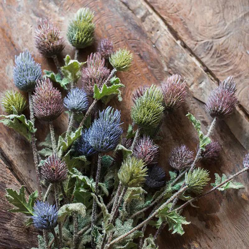 Faux Silk Artificial Thistle Flower Stem 26" Tall by RusticReach