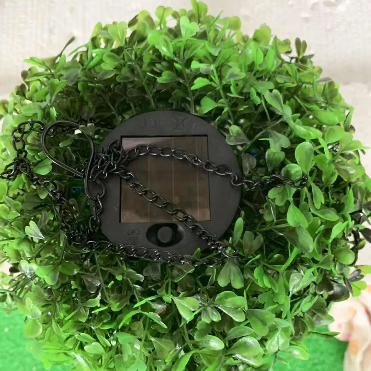 Artificial Topiary Grass Ball with Solar Lights, includes hook by Outdoor Solar Outlet