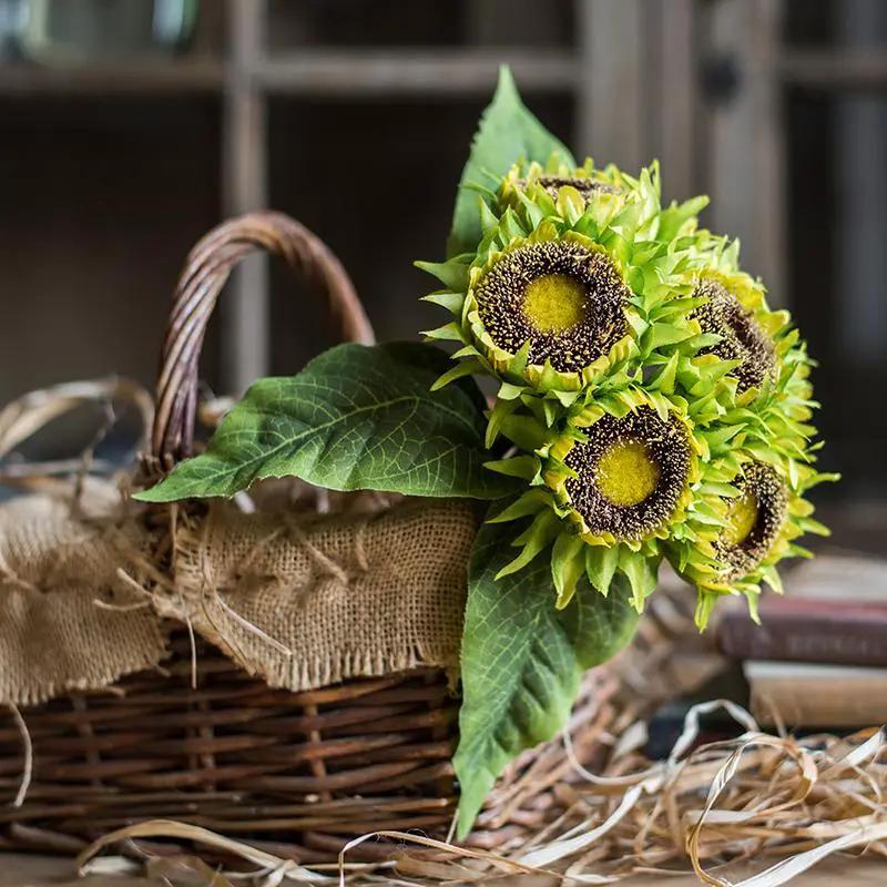 Artificial Silk Yellow Sunflower Bouquet 13" Tall by RusticReach