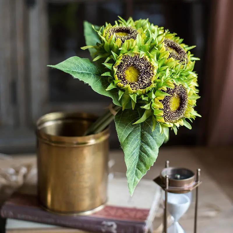 Artificial Silk Yellow Sunflower Bouquet 13" Tall by RusticReach