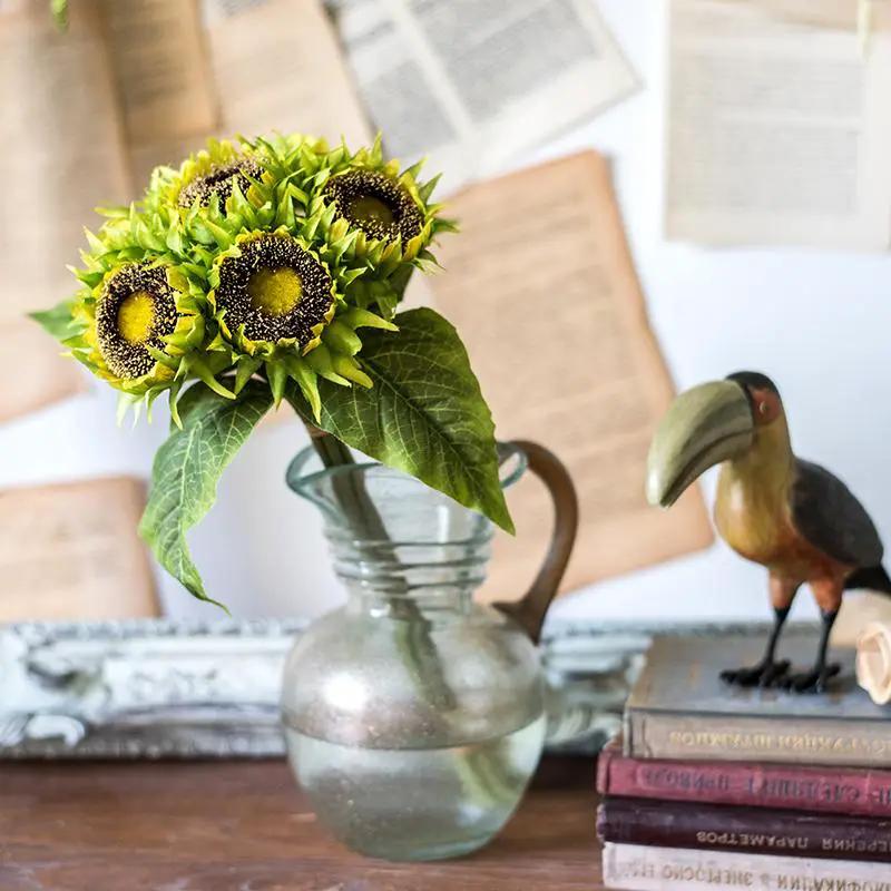 Artificial Silk Yellow Sunflower Bouquet 13" Tall by RusticReach