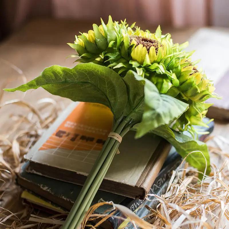Artificial Silk Yellow Sunflower Bouquet 13" Tall by RusticReach