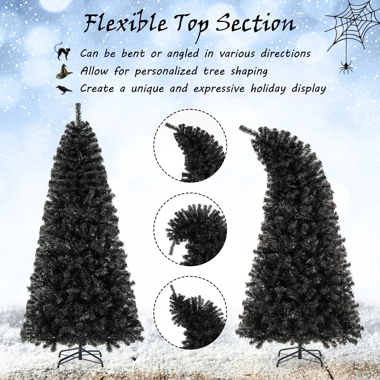 6/7 FT Artificial Christmas Tree with Bendable Top Section and Warm Light by DirectDeals