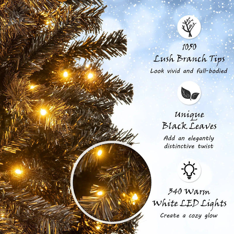 6/7 FT Artificial Christmas Tree with Bendable Top Section and Warm Light by DirectDeals