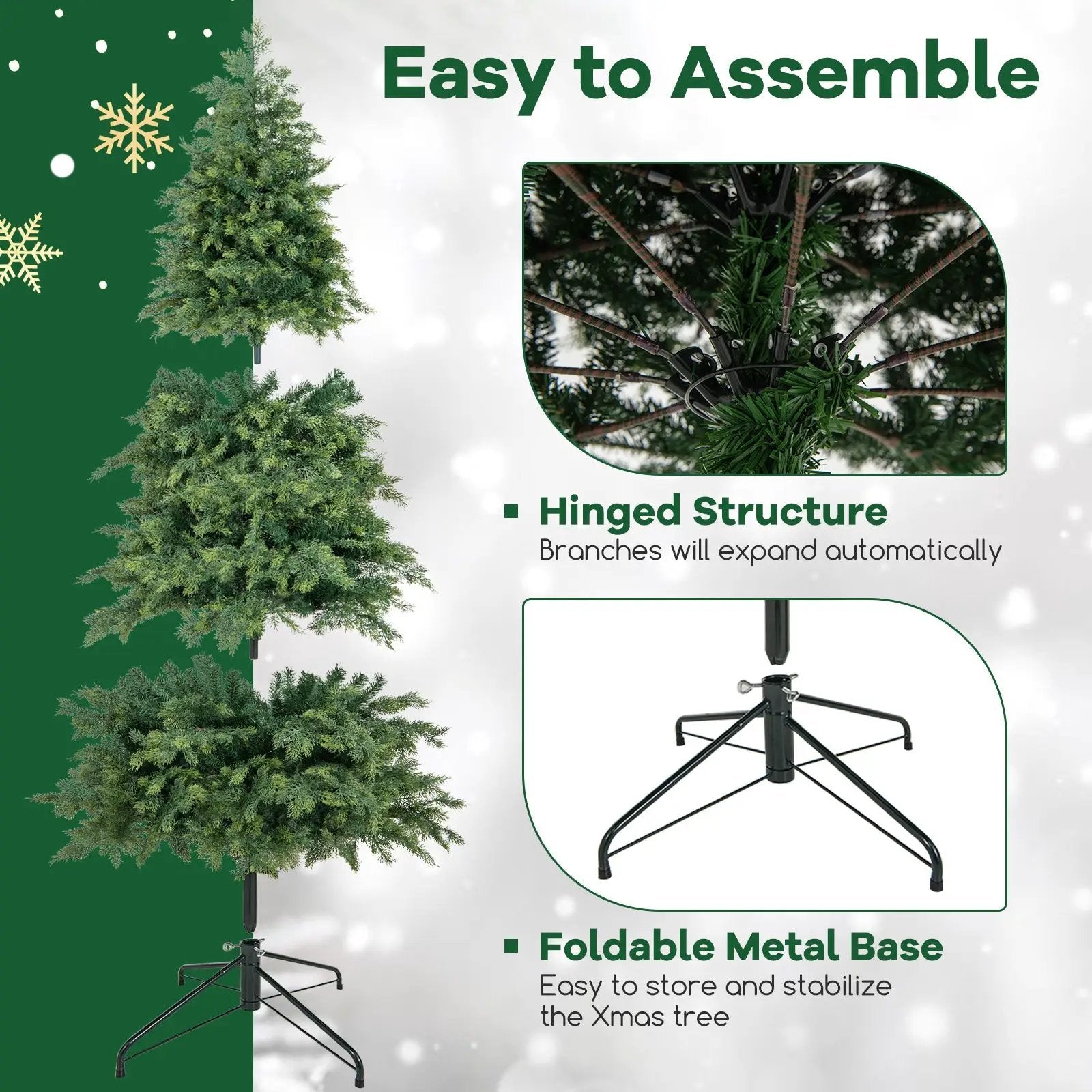 Artificial Christmas Tree Green Hinged Holiday Tree with 721/1019 Lush Branch Tips by DirectDeals