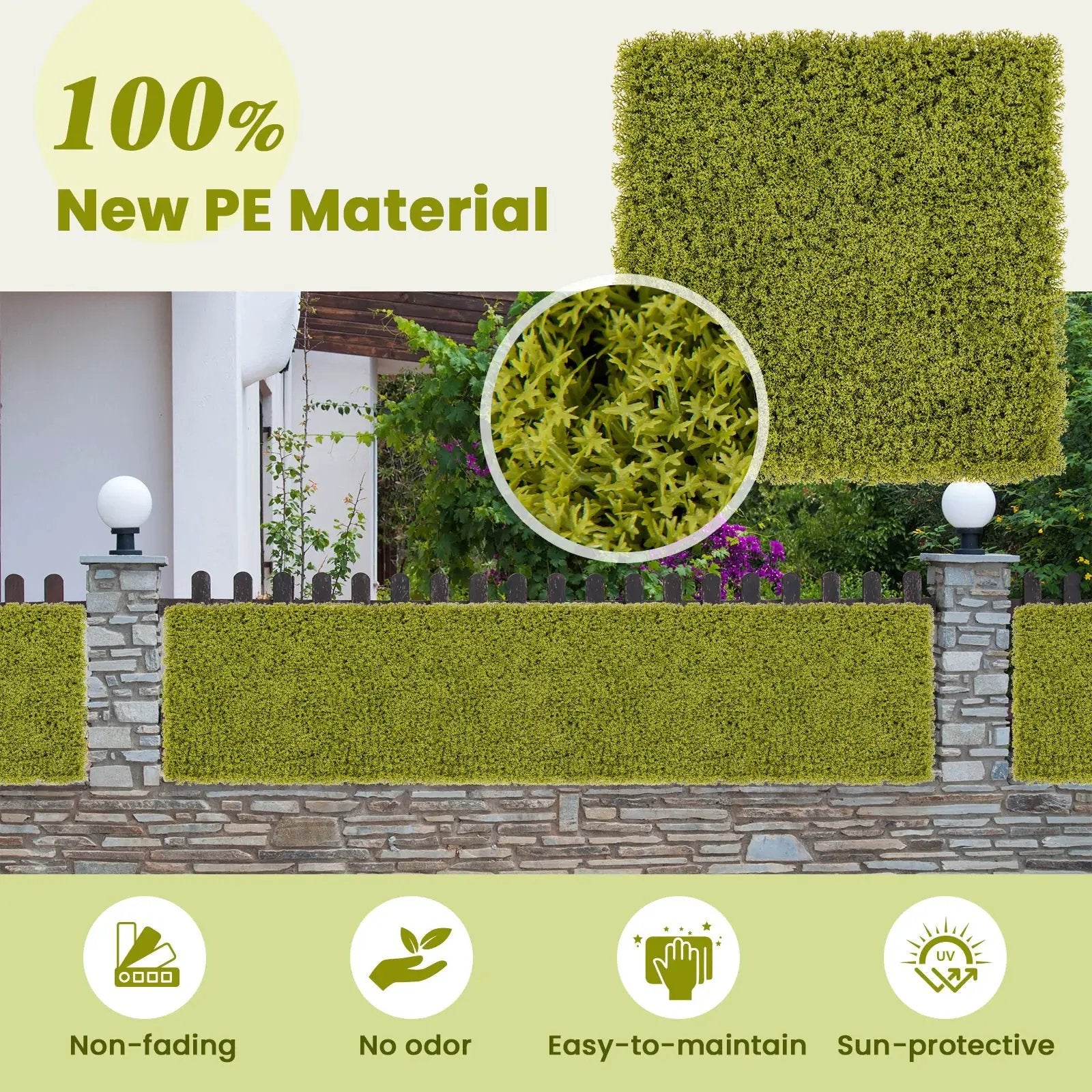 12 Pieces 20 x 20 inches Artificial Grass Wall Panels for Garden Yard Balcony by DirectDeals