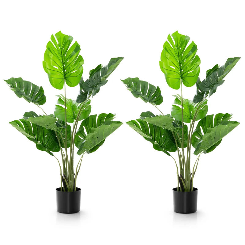 2 Pack Artificial Monstera Deliciosa Tree with 10 Leaves of Different Sizes by DirectDeals