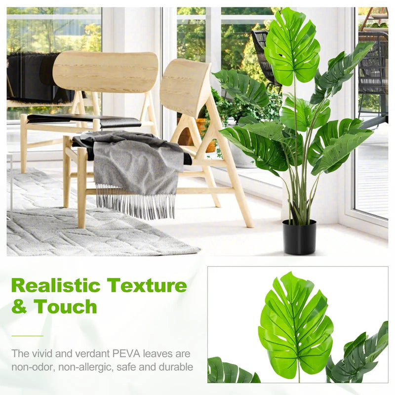 2 Pack Artificial Monstera Deliciosa Tree with 10 Leaves of Different Sizes by DirectDeals