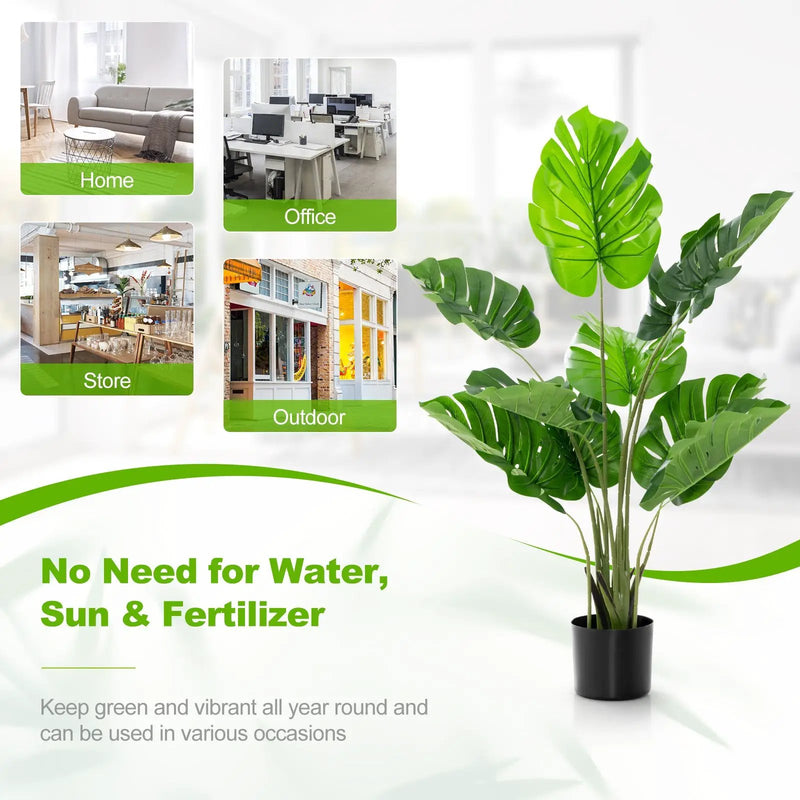 4 Feet Artificial Monstera Deliciosa Tree with 10 Leaves of Different Sizes by DirectDeals