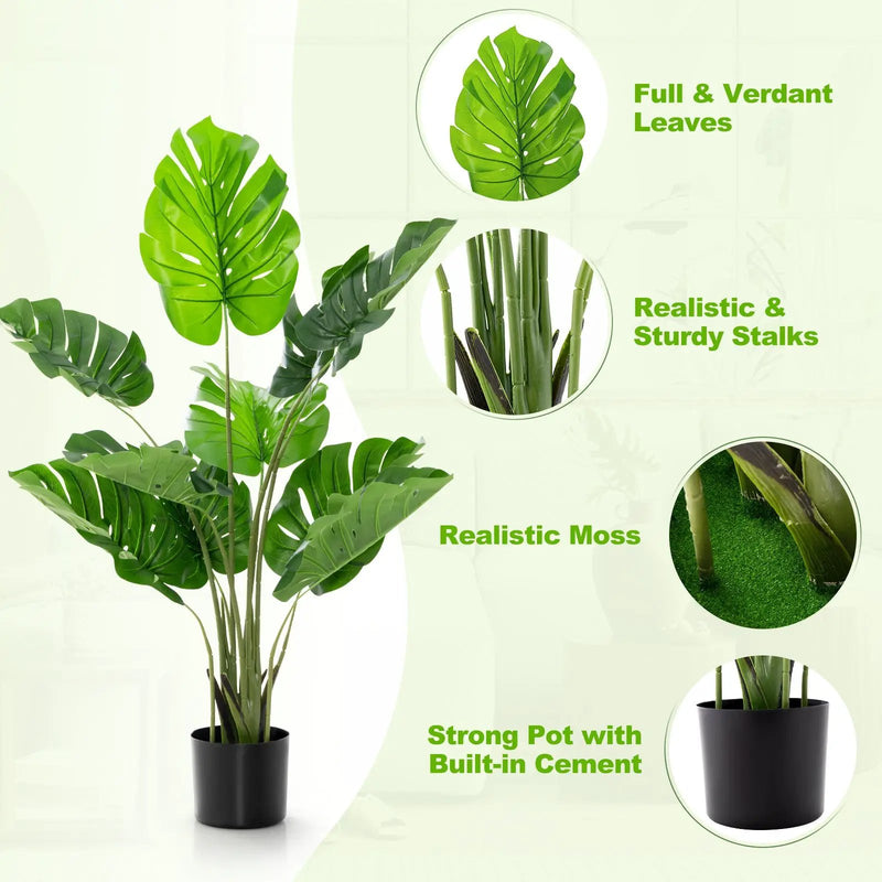 4 Feet Artificial Monstera Deliciosa Tree with 10 Leaves of Different Sizes by DirectDeals