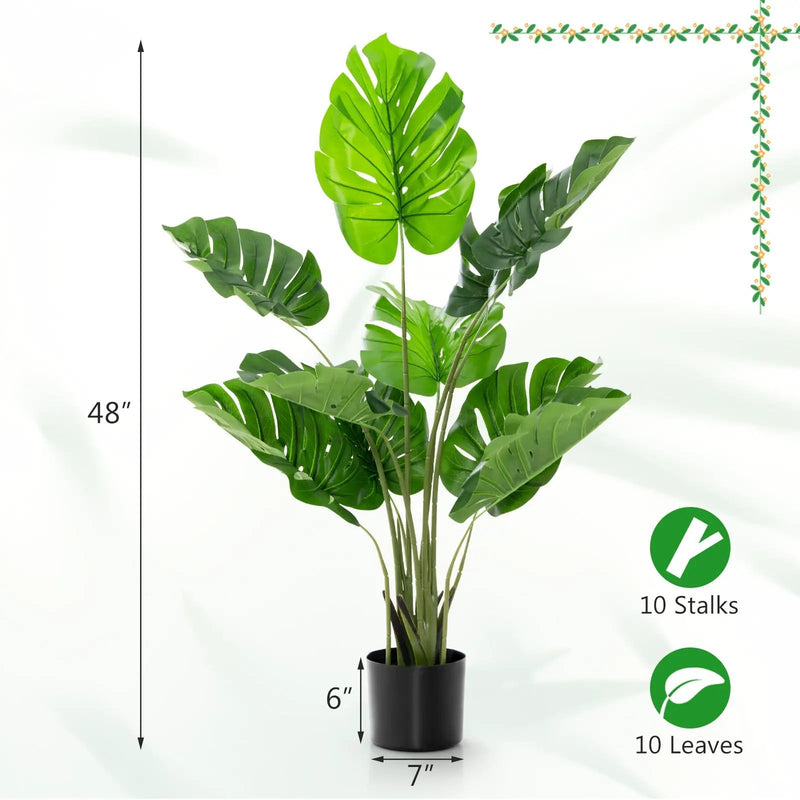 2 Pack Artificial Monstera Deliciosa Tree with 10 Leaves of Different Sizes by DirectDeals