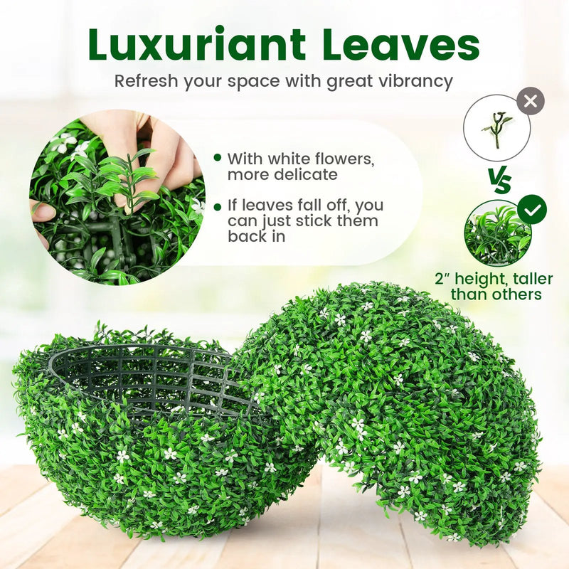 2 PCS Holly Artificial Topiary Balls 19.5 Inch Faux Boxwood Balls by DirectDeals
