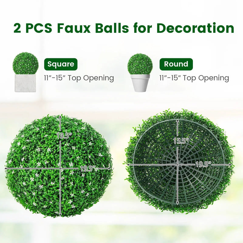 2 PCS Holly Artificial Topiary Balls 19.5 Inch Faux Boxwood Balls by DirectDeals