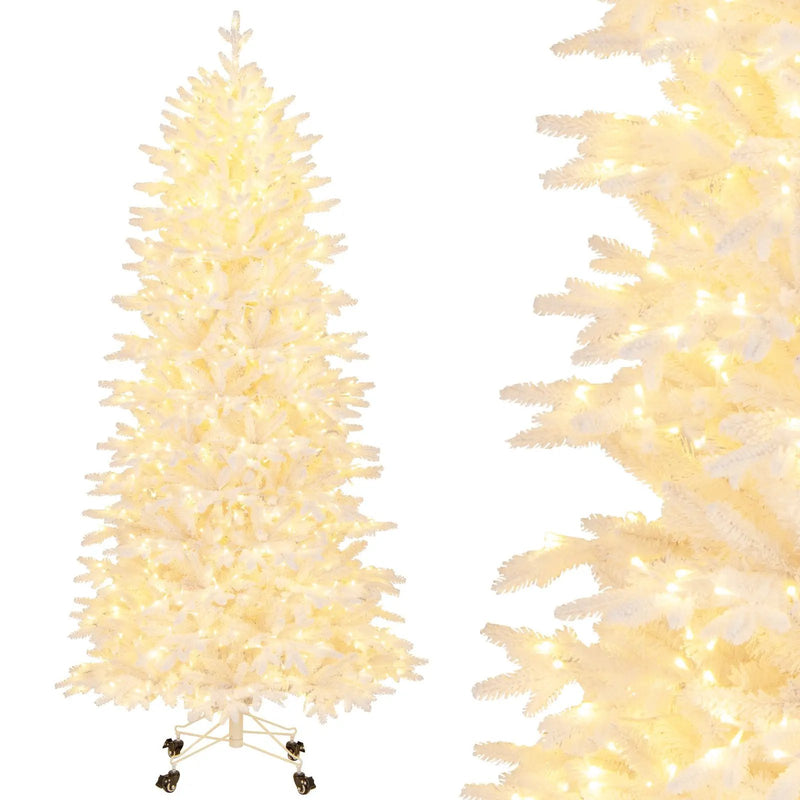 7 FT Artificial Xmas Tree with 1880 PE PVC Branch Tips for Party and Carnival by DirectDeals