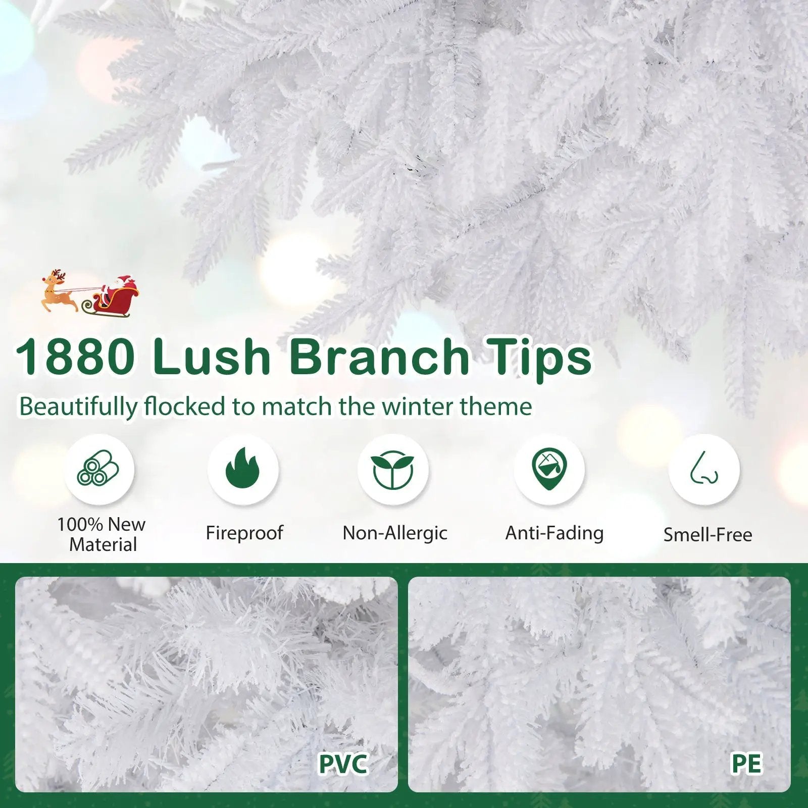 7 FT Artificial Xmas Tree with 1880 PE PVC Branch Tips for Party and Carnival by DirectDeals
