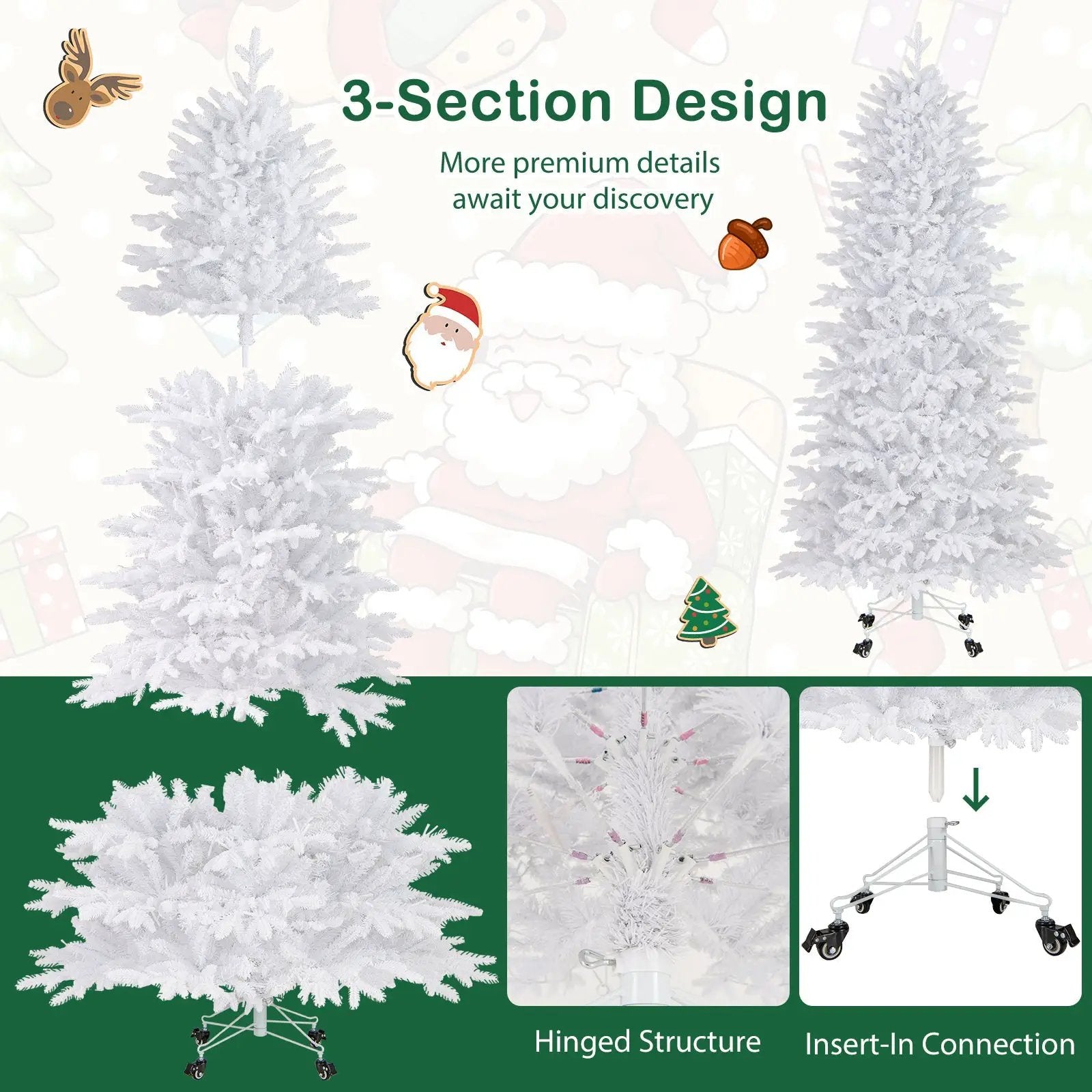 7 FT Artificial Xmas Tree with 1880 PE PVC Branch Tips for Party and Carnival by DirectDeals