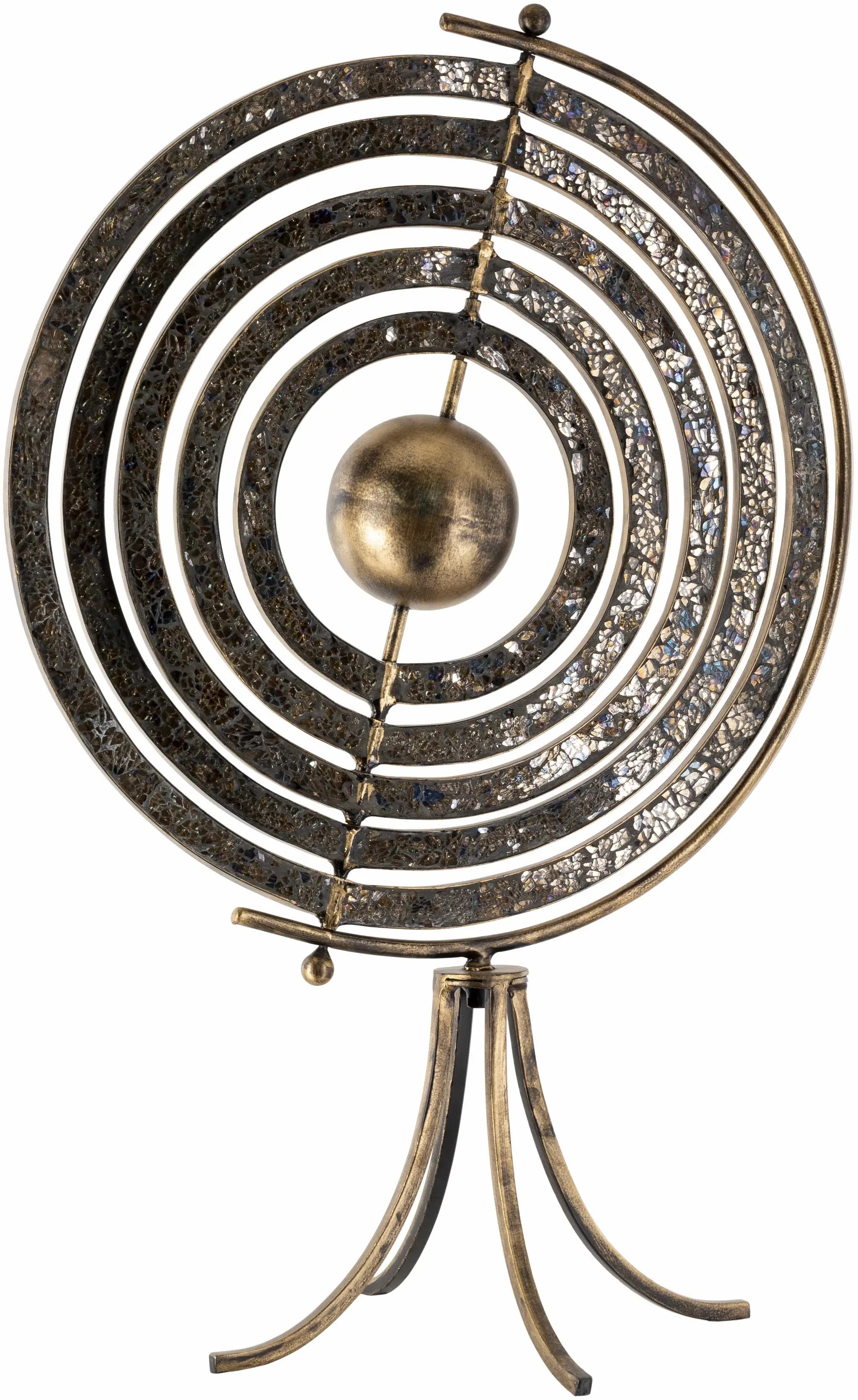 Linntown Antique Gold Circular Metal Sculpture - Clearance by Boutique Rugs