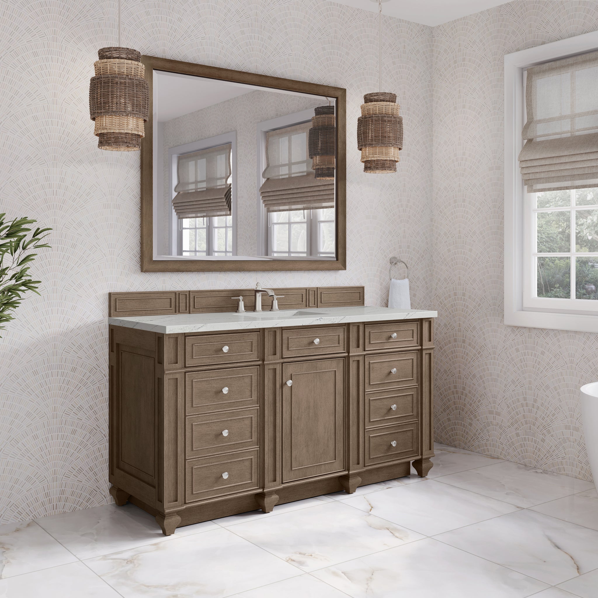 James Martin Bristol 60" Single Bathroom Vanity, Whitewashed Walnut, view 35