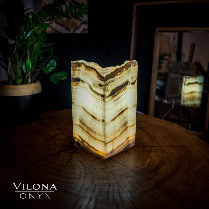 Ashen Glow Onyx Lamp (Small Square Table Lamp #7), photo 5 of 5