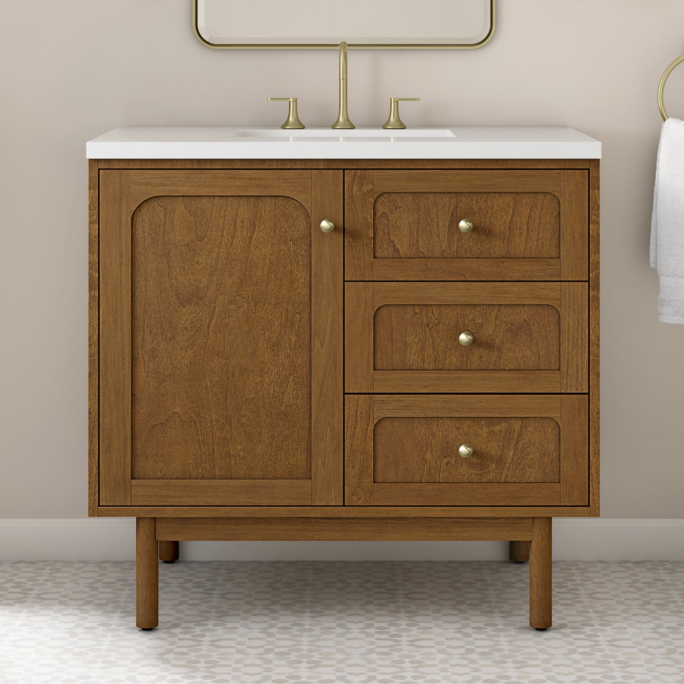 James Martin Laurent 36" Dual Mount Single Bathroom Vanity, Honey Oak, view 40