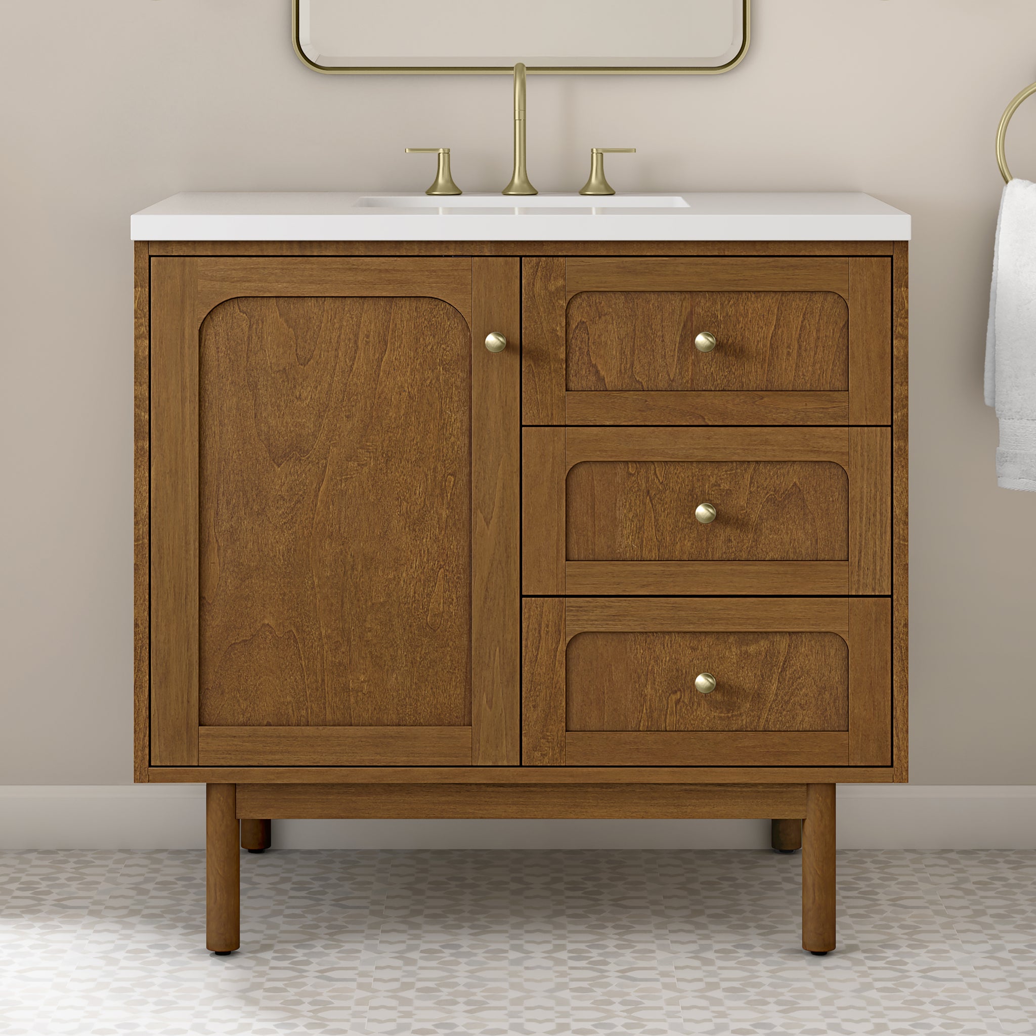 James Martin Laurent 36" Dual Mount Single Bathroom Vanity, Honey Oak, view 40