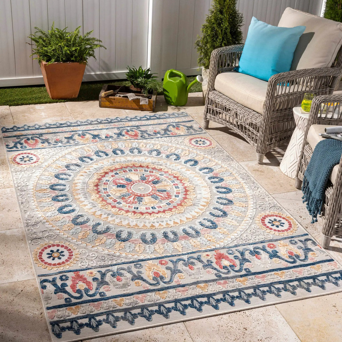 Asis Outdoor Area Rug - Clearance, installed in a room
