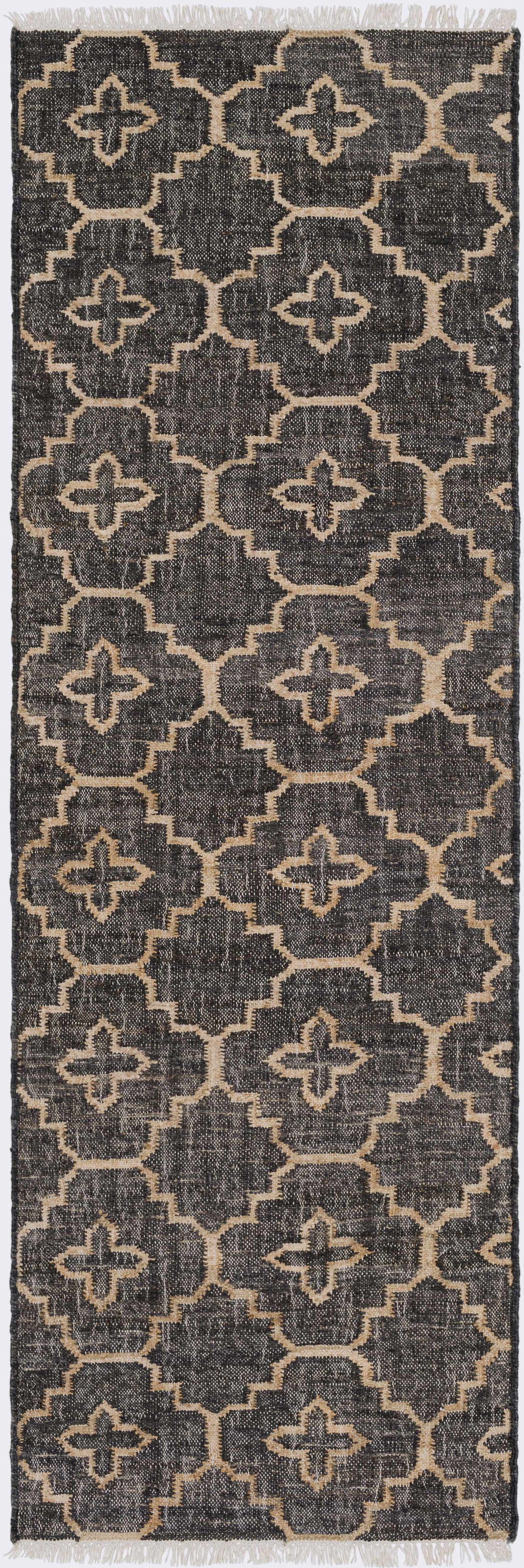 Astoria Black&Tan Trellis Fringed Jute Carpet - Clearance, photo 4 of 7