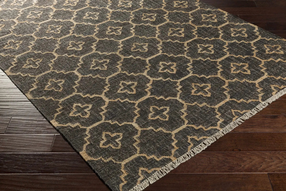 Astoria Black&Tan Trellis Fringed Jute Carpet - Clearance, photo 2 of 7
