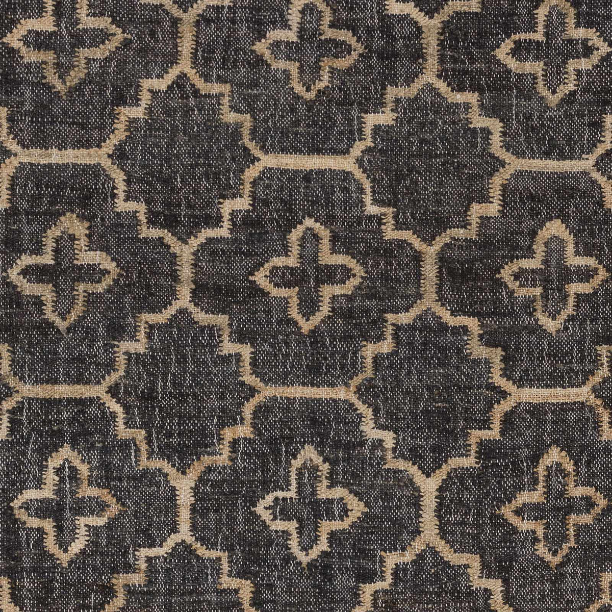 Astoria Black&Tan Trellis Fringed Jute Carpet - Clearance, sample swatch