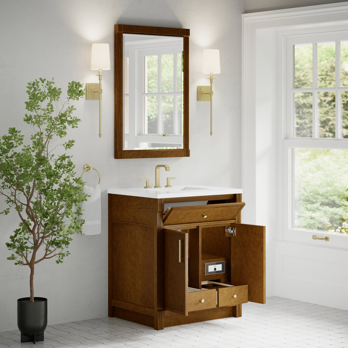 James Martin Bellshire 30" Single Bathroom Vanity, Honey Oak, view 35