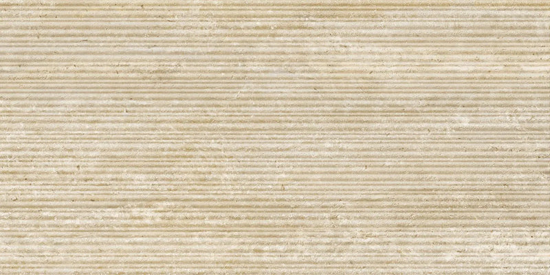 Veneer World Atelier Trail Bamboo Vein Cut Beige Travertine Look Porcelain Accent Tiles 12x24 by landmarkceramics