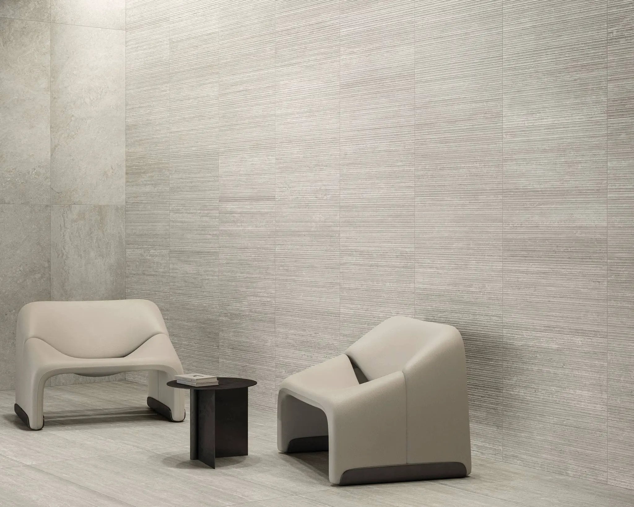 Veneer World Atelier Trail Bamboo Vein Cut Grey Travertine Look Porcelain Accent Tiles 12x24 by landmarkceramics