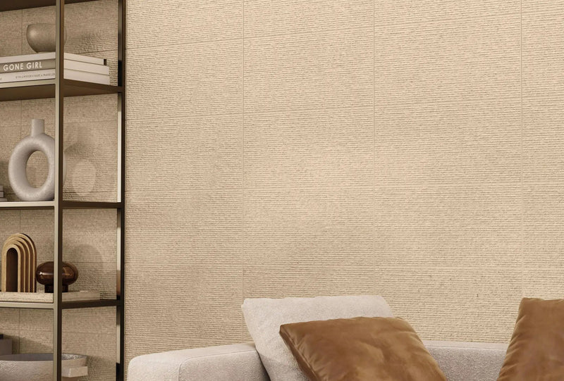 Veneer World Atelier Mood Dune Combed Limestone Look Porcelain Accent Tiles 12x24 by landmarkceramics