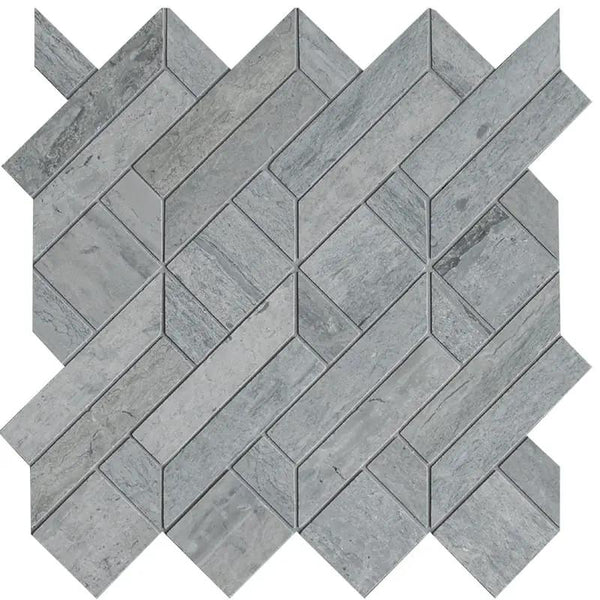 Athens Grey Dark, Atelier Grey Light Honed Desing Bm 101 Waterjet Marble Mosaics 4x7 1/2