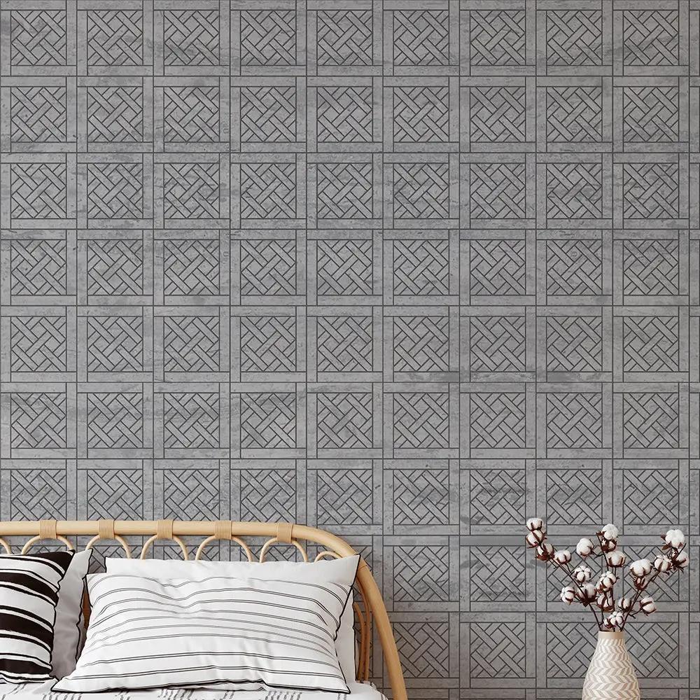 Athens Grey Dark Honed Desing Bm 102 Waterjet Marble Mosaics 8 1/2x8 1/2 room scene
