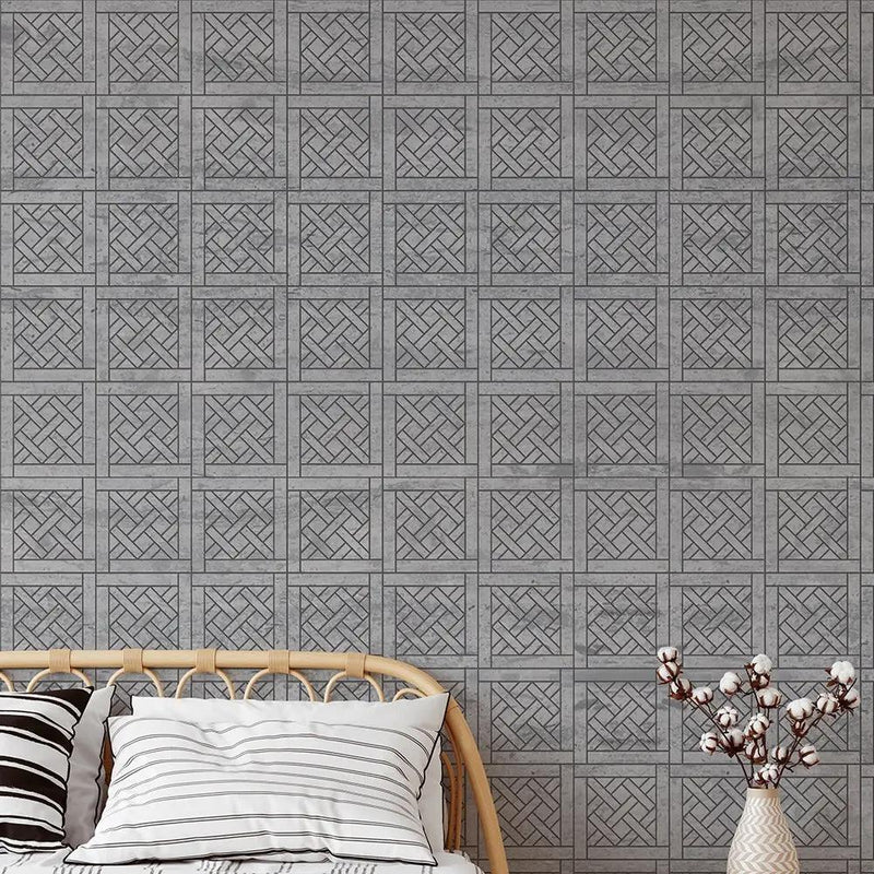 Athens Grey Dark Honed Desing Bm 102 Waterjet Marble Mosaics 8 1/2x8 1/2 room scene