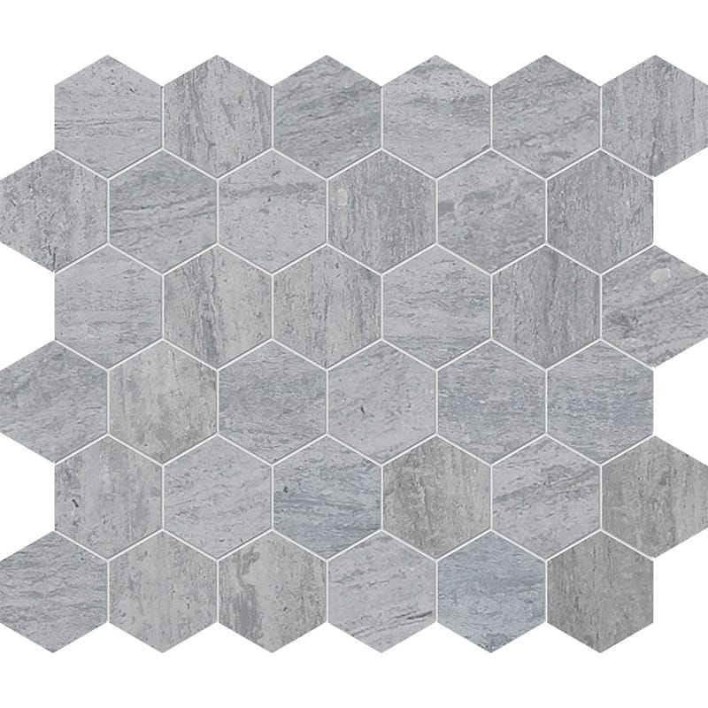 Athens Grey Dark Honed Hexagon 2 Marble Mosaics 12x12 Marble Honed 12x12 Mosaics