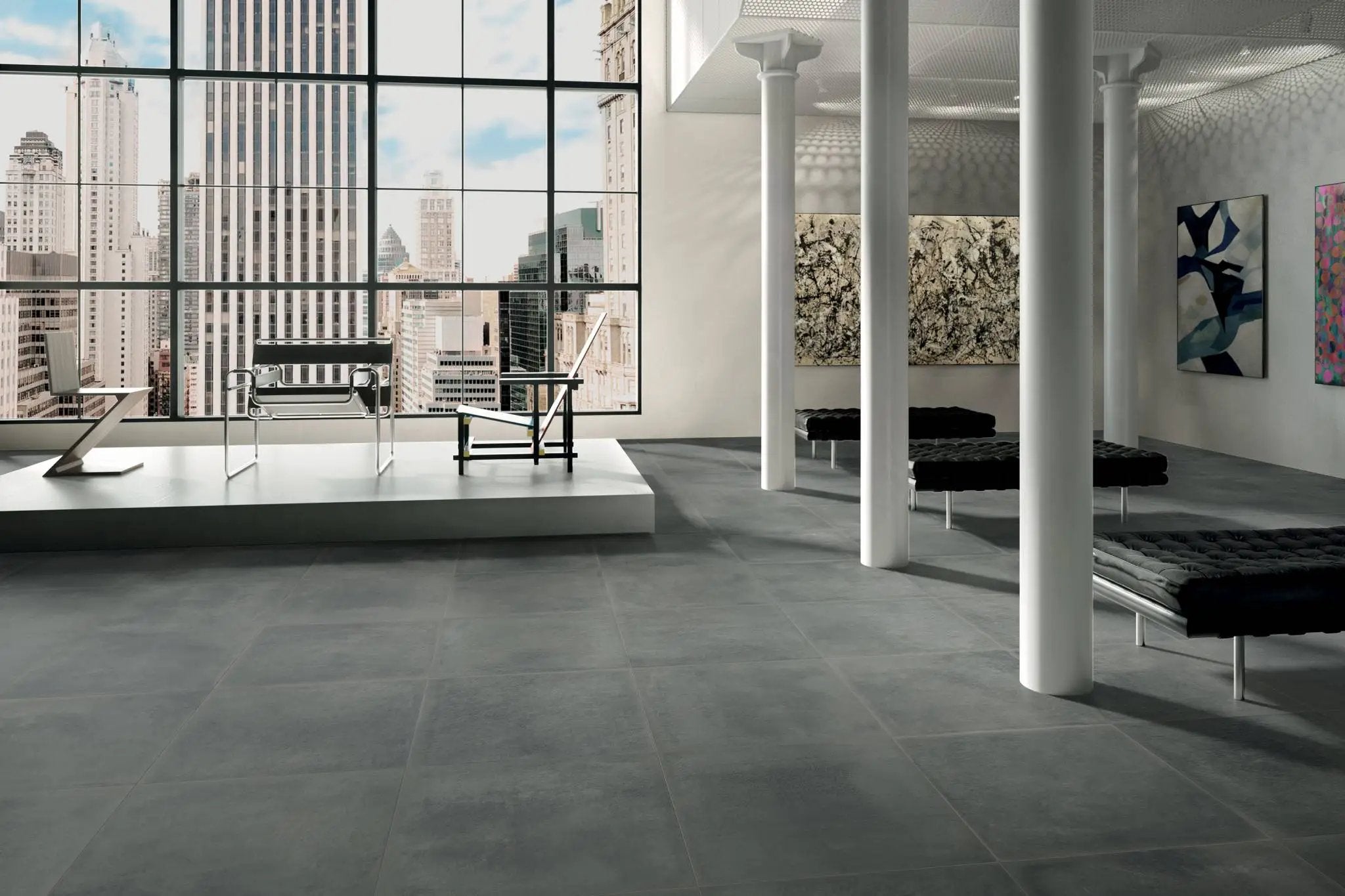 Attitude Dark Grey Concrete Look Porcelain Tiles 24x24 by landmarkceramics