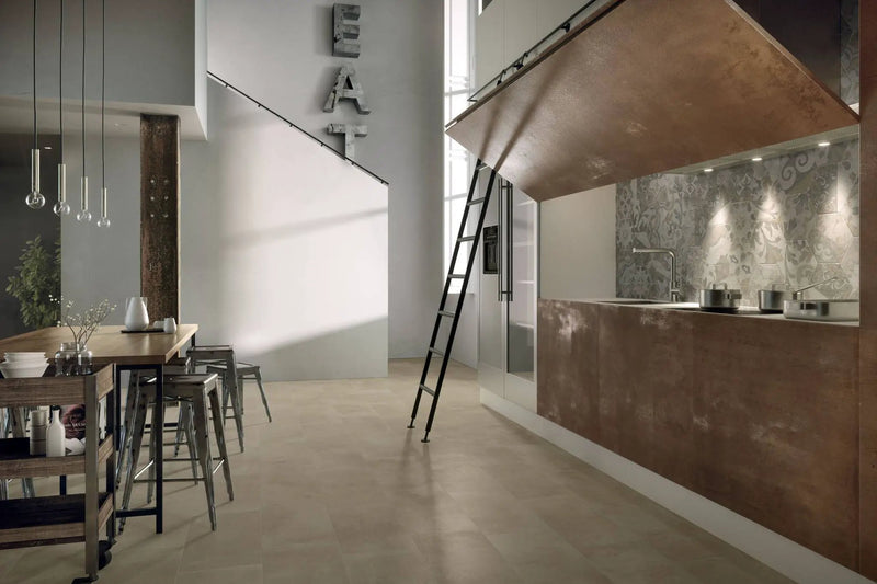 Attitude Warm Sand Concrete Look Porcelain Tiles 24x24 by landmarkceramics