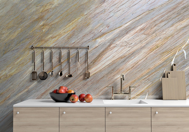 Aurora Blue Polished Quartzite Slab Random room scene 2