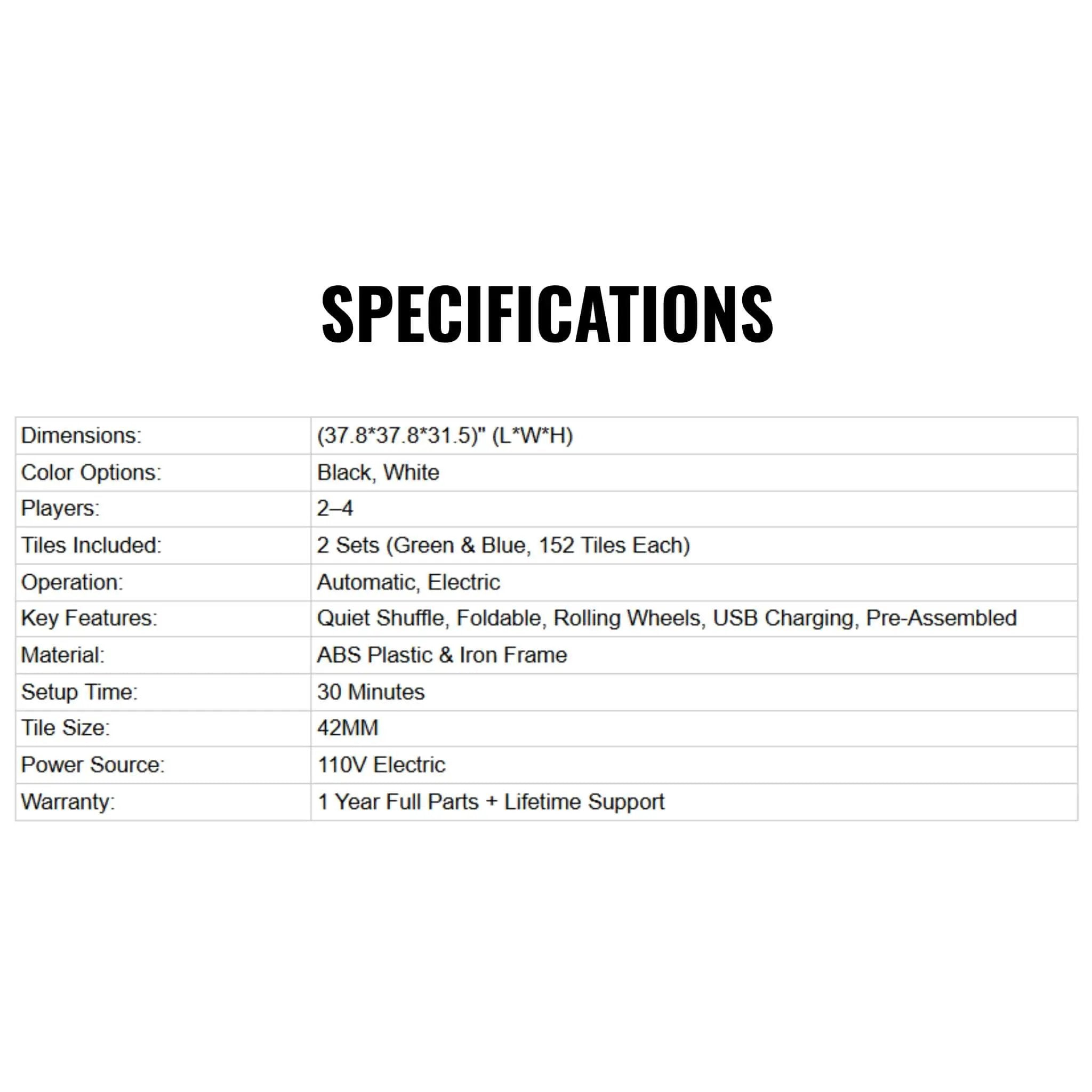 Automatic Ultra-Thin Foldable Mahjong Table With Two 152 42MM Tile Sets (SAK82950) by SAKSBY WHOLESALE