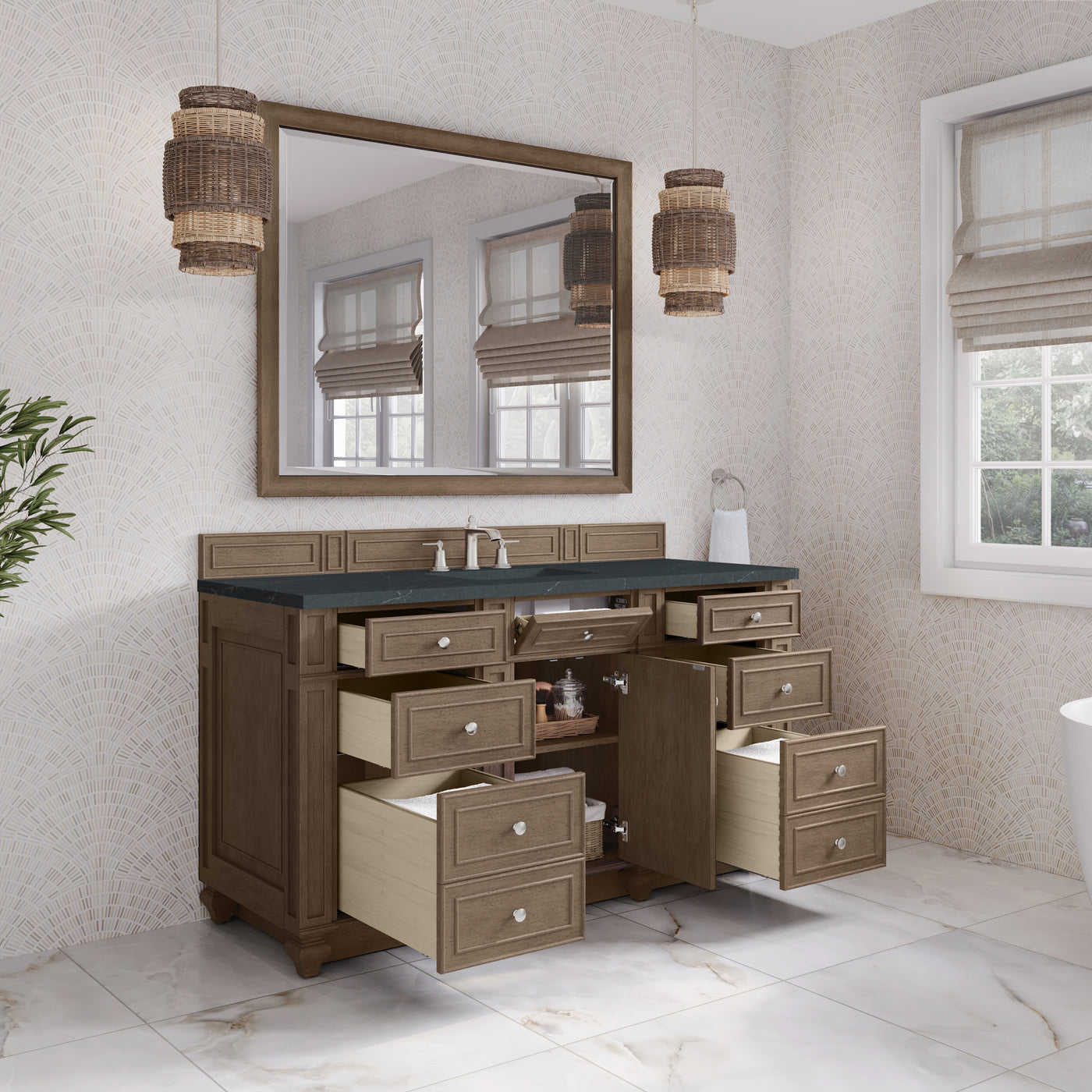 James Martin Bristol 60" Single Bathroom Vanity, Whitewashed Walnut, view 29