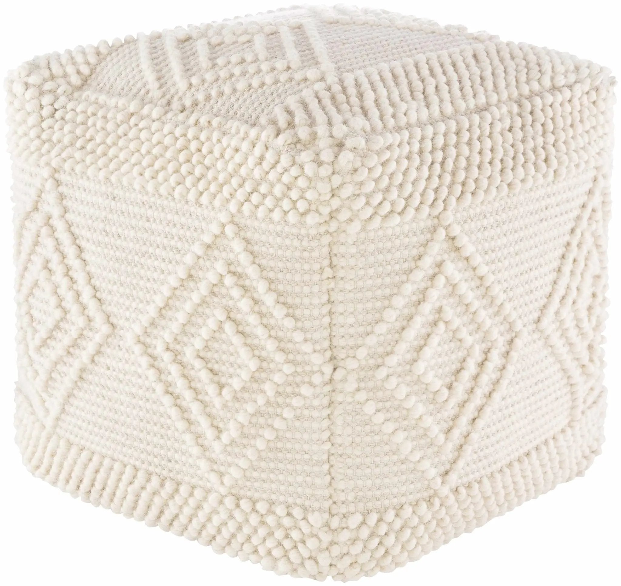 Aveley Beige Cotton Knitted Pouf by Boutique Rugs