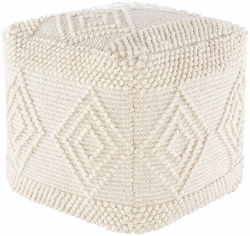 Aveley Beige Cotton Knitted Pouf by Boutique Rugs
