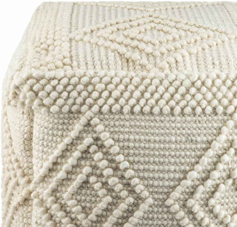 Aveley Beige Cotton Knitted Pouf by Boutique Rugs